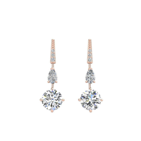 Boucles d'oreilles Julia Diamant et saphirs blancs Julia Diamants et saphir blancs DCGEMMES Or Rose 18 carats  