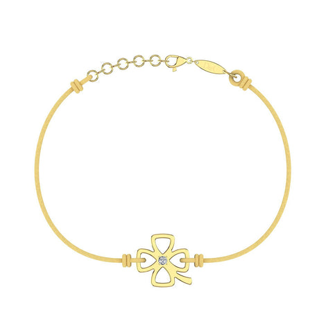 Bracelet cordon Trèfle en Or avec diamant Bracelet Trèfle en or avec diamant DCGEMMES Or Jaune 18 carats Doré 