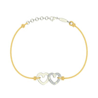 Bracelet cordon 2 Cœurs en Or avec diamant Bracelet 2 Cœurs en or avec diamant DCGEMMES   