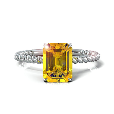 Anello di fidanzamento con citrino-smeraldo 1.54k Amanda oro bianco 18k