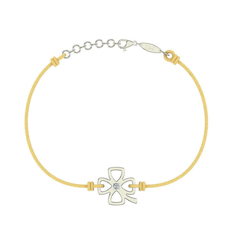 Bracelet cordon Trèfle en Or avec diamant Bracelet Trèfle en or avec diamant DCGEMMES Or Blanc 18 carats Doré 