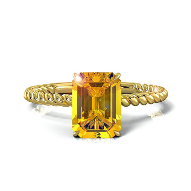 Anello di fidanzamento con citrino-smeraldo 1.54k Amanda oro giallo 18k