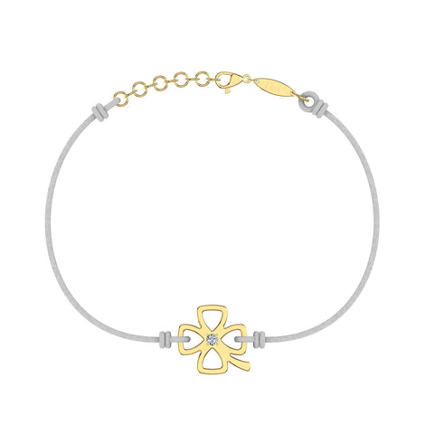 Bracelet cordon Trèfle en Or avec diamant Bracelet Trèfle en or avec diamant DCGEMMES Or Jaune 18 carats Gris 