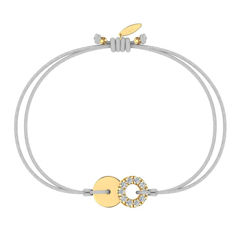 Bracelet cordon Lune pleine en Or avec diamant Bracelet Lune pleine en or avec diamant DCGEMMES Or Jaune 18 carats Gris 
