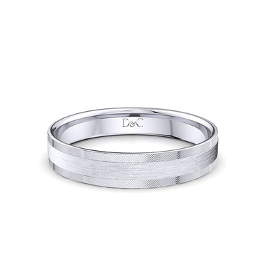 Theoule men's wedding band 4 mm 18k White Gold / 44 to 52