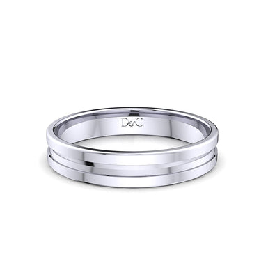Men's wedding band Valensole 4 mm 18k White Gold / 44 to 52