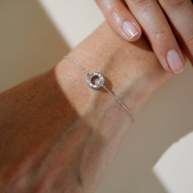 Bracelet cordon 6 étoiles en argent avec diamant Pochette