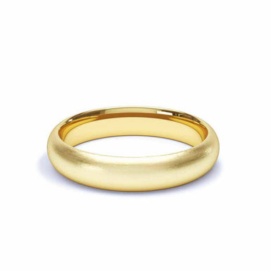 Cojín de medio anillo de alianza de boda de satén para hombre de Mónaco, 4 mm, oro amarillo de 18 k / 44 a 52