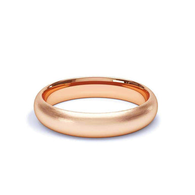 Aliança masculina de cetim do Mônaco com meio anel de almofada 4 mm ouro rosa 18k / 44 a 52