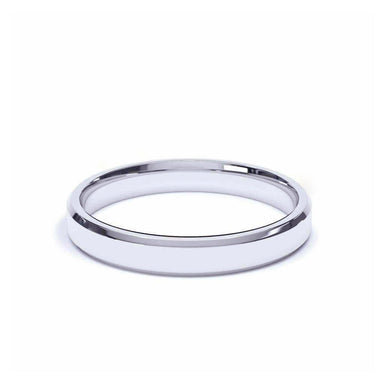 Alliance de mariage brillant femme Ramatuelle droite bords coupés 3mm Or Blanc 18 carats / 44 à 52