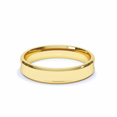 Bridal wedding band for men Avignon concave cut edges 4mm 18k Yellow Gold / 44 to 52