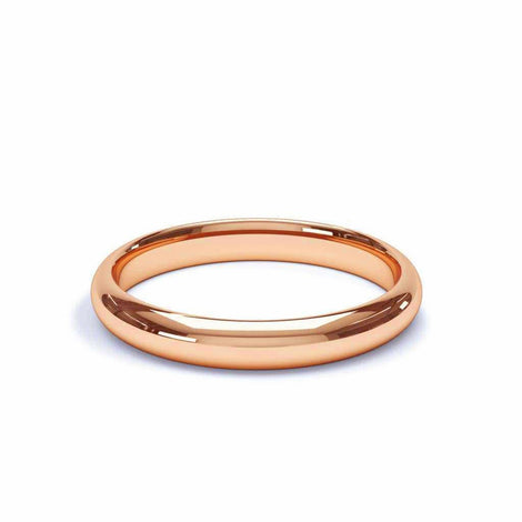Brillante fede nuziale da donna Monaco cuscino mezzo braccialetto 3mm Monaco cuscino mezzo braccialetto DCGEMMES oro rosa 18 carati da 44 a 52