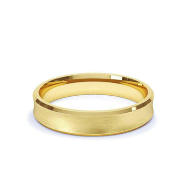 Cheap satin wedding band Avignon concave cut edges 4mm 18k Yellow Gold / 44 to 52