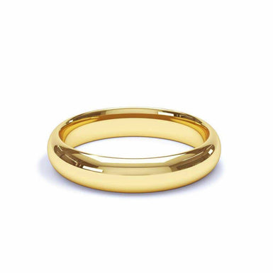 Aliança de casamento brilhante para homens Almofada de meio anel de Mônaco 4mm ouro amarelo 18k / 44 a 52
