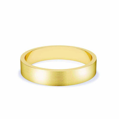 Alianza de boda de satén para hombre, cinta Menton, 4 mm, oro amarillo de 18 k / 44 a 52