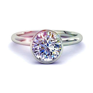 Solitaire Annette bague diamant rond 0.20 carat I / SI / Or Blanc 18 carats