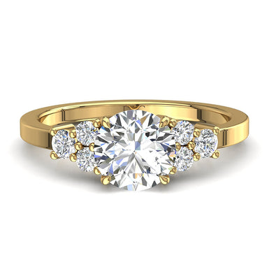 Hanna I / SI 0.96 carati anello nuziale con diamanti rotondi / oro giallo 18 carati
