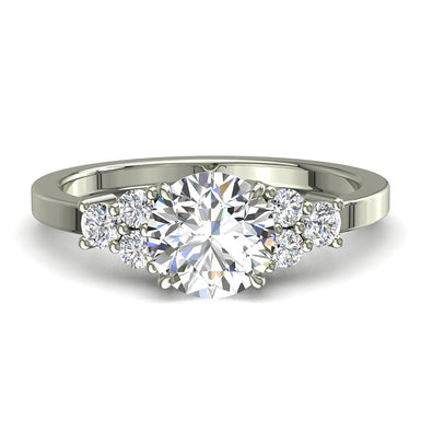 Hanna I / SI 0.96 carati anello nuziale con diamanti rotondi / oro bianco 18 carati