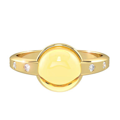 Anello di fidanzamento con citrino rotondo Cabotine in oro giallo 18k