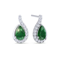 Pear emerald earrings 1.00 carat Stella Pear emerald Stella earrings DCGEMMES A SI 18 carat White Gold