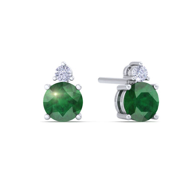 Orecchini con smeraldi tondi e diamanti tondi da 1.15 carati Pia A/SI/Platino