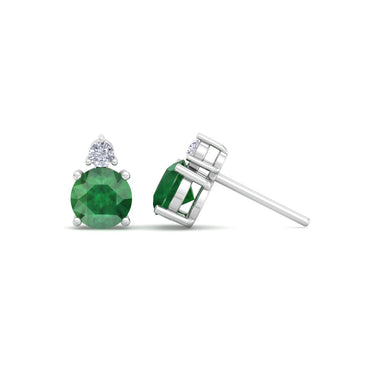Orecchini smeraldi tondi e diamanti tondi 1.15 carati Pia A / SI / Oro bianco 18k