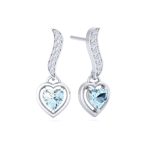 Kiara aquamarine heart and round diamond earrings 0.54 carat Kiara aquamarine heart and round diamond earrings DCGEMMES 18 carat White Gold