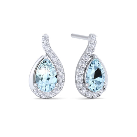 Stella 1.30 carat pear aquamarine and round diamond earrings Stella pear aquamarine and round diamond earrings DCGEMMES 18 carat White Gold