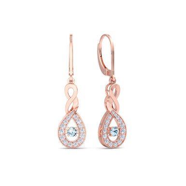 Boucles d'oreilles aigues-marines ronds et diamants ronds 0.70 carat Rosa Platine