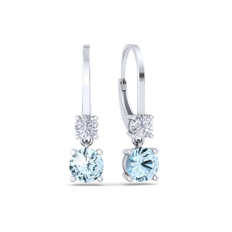 Perla 0.90 carat round aquamarine and round diamond earrings Perla round aquamarine and round diamond earrings DCGEMMES 18 carat White Gold