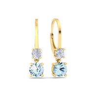 Perla 0.90 carat round aquamarine and round diamond earrings Perla round aquamarine and round diamond earrings DCGEMMES 18 carat Yellow Gold