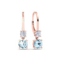 Perla round aquamarine and round diamond earrings 0.90 carat Perla round aquamarine and round diamond earrings DCGEMMES 18 carat Rose Gold
