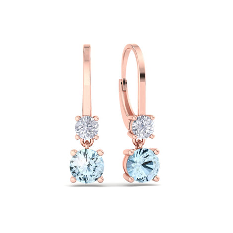 Perla round aquamarine and round diamond earrings 0.90 carat Perla round aquamarine and round diamond earrings DCGEMMES 18 carat Rose Gold