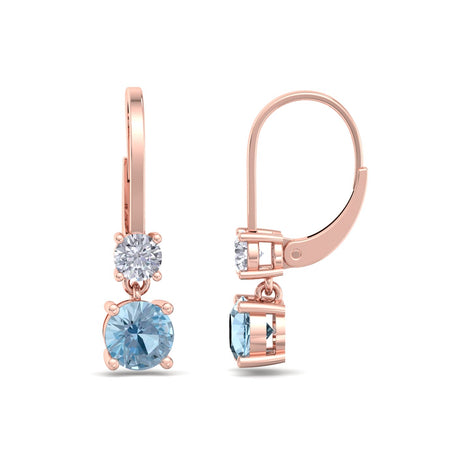 Perla 1.10 carat round aquamarine and round diamond earrings Perla round aquamarine and round diamond earrings DCGEMMES