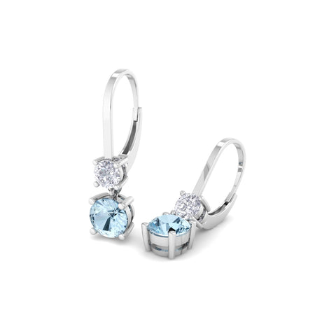Perla 1.50 carat round aquamarine and round diamond earrings Perla round aquamarine and round diamond earrings DCGEMMES