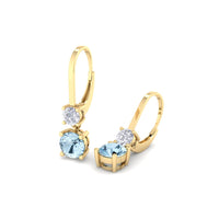 Perla 1.50 carat round aquamarine and round diamond earrings Perla round aquamarine and round diamond earrings DCGEMMES