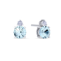 Pia round aquamarine and round diamond earrings 1.55 carat Pia round aquamarine and round diamond earrings DCGEMMES 18 carat White Gold