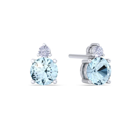 Pia round aquamarine and round diamond earrings 2.15 carats Pia round aquamarine and round diamond earrings DCGEMMES 18 carat White Gold