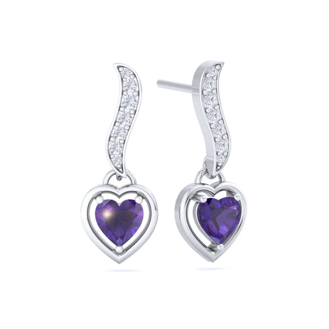 Kiara amethyst heart and round diamond earrings 1.14 carat Kiara amethyst heart and round diamond earrings DCGEMMES 18 carat White Gold