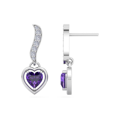 Kiara amethyst heart and round diamond earrings 1.14 carat Kiara amethyst heart and round diamond earrings DCGEMMES