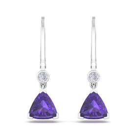 Boucles d'oreilles améthystes poires et diamants ronds 0.80 carat Aria