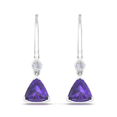 Boucles d'oreilles améthystes poires et diamants ronds 0.80 carat Aria Or Jaune 18 carats
