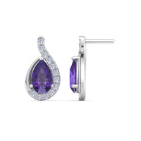 Stella pear amethyst and round diamond 1.30 carat earrings Stella pear amethyst and round diamond earrings DCGEMMES