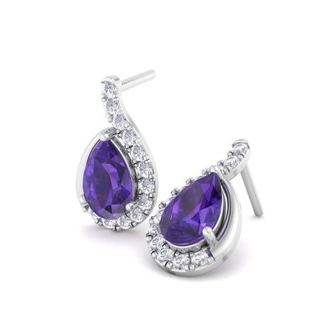 Stella pear amethyst and round diamond 1.70 carat earrings Stella pear amethyst and round diamond earrings DCGEMMES