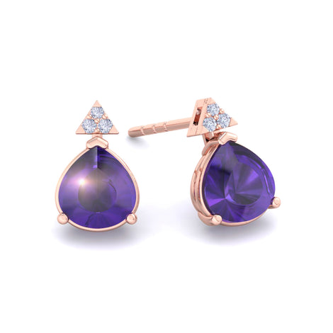 Barbara pear amethyst and round diamond 2.54 carat earrings Barbara pear amethyst and round diamond earrings DCGEMMES 18 carat Rose Gold