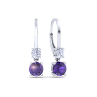 Perla round amethysts and round diamonds 0.90 carat earrings Perla round amethysts and round diamonds earrings DCGEMMES 18 carat White Gold