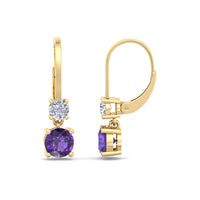 Perla 0.90 carat round amethysts and round diamonds earrings Perla round amethysts and round diamonds earrings DCGEMMES