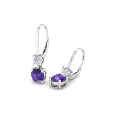 Perla 1.10 carat round amethysts and round diamonds earrings Perla round amethysts and round diamonds earrings DCGEMMES