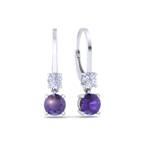 Perla round amethysts and round diamonds 1.50 carat earrings Perla round amethysts and round diamonds earrings DCGEMMES 18 carat White Gold