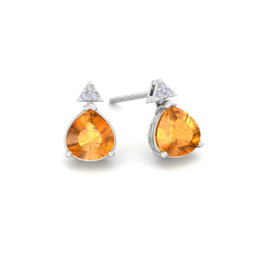 Boucles d'oreilles citrines poires et diamants ronds 2.05 carats Barbara Platine